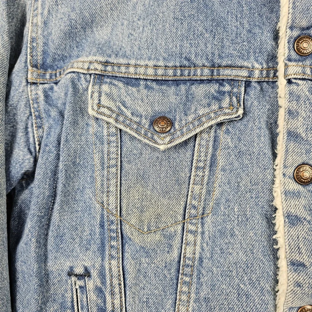 Vintage Levis Denim Sherpa Bomber Jacket Mens Large Blue USA 80s 57509